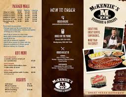 menu for mckenzie s barbeque burgers