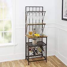 faux marble shelf bakers rack with wine