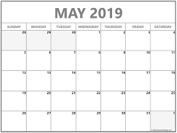 May 2019 Calendar Free Printable Monthly Calendars