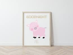 Goodnight Pig Nursery Wall Décor