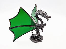 Green Standing Stained Glass Dragon