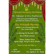 green theme thread ceremony invitation