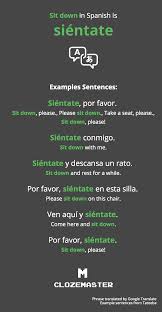 how to say sit down in spanish