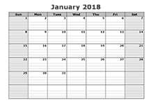2018 Blank Calendar Templates Download Free Printable 2018