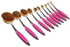 shiny oval makeup brushes set