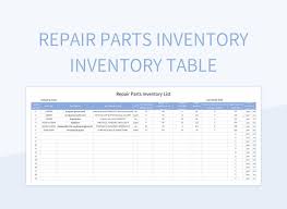 repair parts inventory inventory table