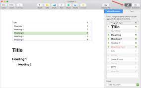 create a table of contents in pages on mac