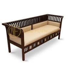 modern brown 2 seater wooden sofa
