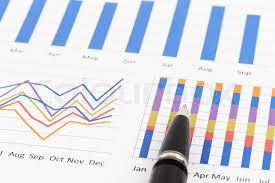 Marketing Report Bar Chart With Graph Stock Image