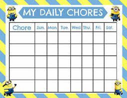 Details About A5 Print Children S Minion Chores Reward Chart Includes Smiley Face Stickers