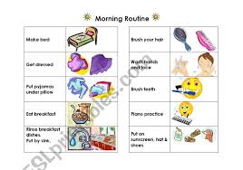 Morning Routine Visual Reminder Chart Esl Worksheet By