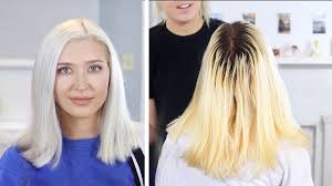 Her hair is blonde right to the roots and her eyebrows and eyelashes are light but not white. Icy White Platinum Blonde Diy Hair Tutorial Youtube