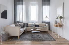 Beige Comfortable Corner Sofa With Grey