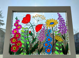Wildflowers 11x9 Glass Painting Sun