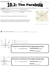 Explore our rich collection of videos, games, activities and worksheets that are. Pre Calculus Trig 3 10 2 The Parabola Worksheet Download Printable Pdf Templateroller