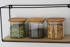 Pebbly Glass Storage Jars With Bamboo