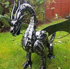 Dragon Large Welsh Metal Silver Black