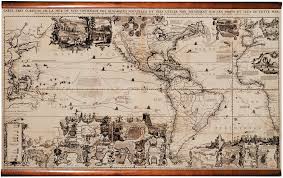 Historic 1719 Map Of Americas Fabric Giclee Wall Mural