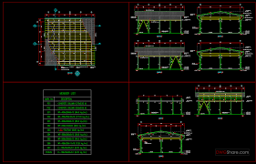 6 shelter steel structure autocad