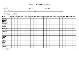 Special Education Time On Task Observation Chart Special