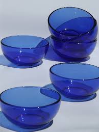 Cobalt Blue Glass Soup Salad Bowls