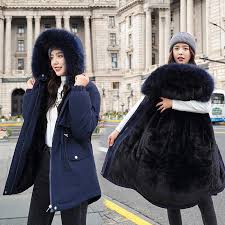 Women Faux Fur Coat Hooded Parka Ladies