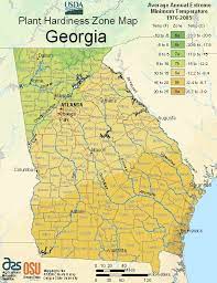 Map Of Plant Hardiness Zones For Georgia