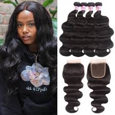 Unice Hair Icenu Series 4 4 Inch Body Wave Lace Closure With 4 Bundles Body Wave Virgin Hair
