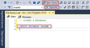 create database sql server with ssms or