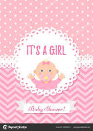 Baby Girl Card Vector Baby Shower Girl Design Cute Pink