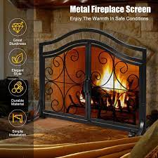 Fireplace Screen With Hinged Magnetic