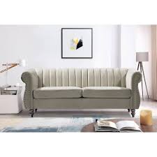 cream velvet 3 seater chesterfield sofa
