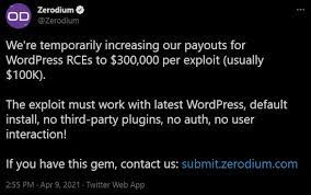 zerodium triples wordpress remote code