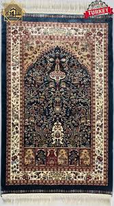 large luxury turkish silk carpet navy