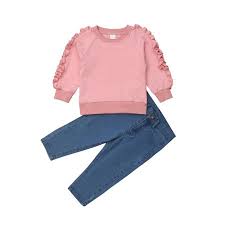 2pcs Newborn Toddler Infant Baby Girl Clothes T Shirt Top Long Pants Outfits Set