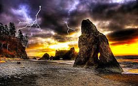 hd wallpaper beach lightning thunder