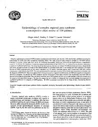 Pdf Epidemiology Of Complex Regional Pain Syndrome A