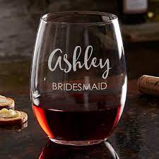 Engraved Stemless Wine Glass Bridal Party