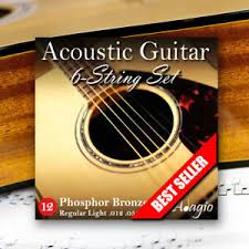 Details About Adagio Pro Full Pack Of Pro Acoustic Guitar Strings 12 52 Free Chord Chart