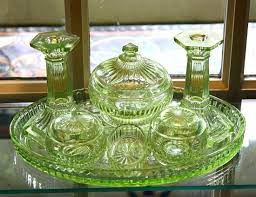 A Victorian Acid Green Pressed Glass