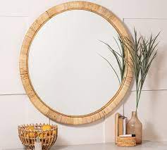 hadley wooden round wall mirror 36 in