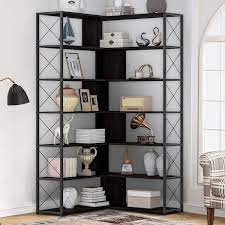 black wood 7 shelf accent bookcase