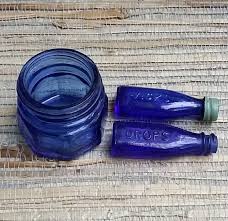 Small Vintage Cobalt Blue Glass Bottles