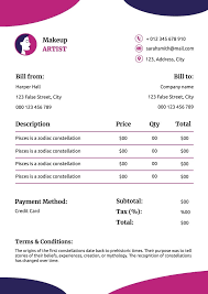 artist invoice template