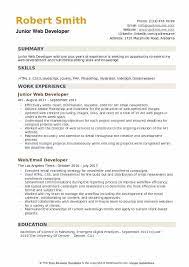 These two web developer resume examples help Junior Web Developer Resume Samples Qwikresume