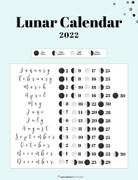 Full Moon Dates 2022 - Cute & Free Printable 2022 Lunar Calendar - Moon Phases on One Page