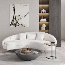 83 modern white boucle curved sofa 3
