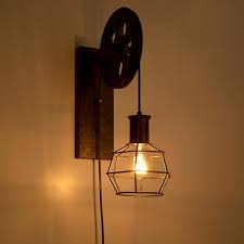 Wall Light Fixture Vintage Retro Pulley