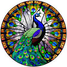 Peacock Window Cling Faux Stained Glass