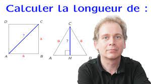 Comment calculer la longueur de la diagonale d'un carré et la hauteur d'un  triangle équilatéral ? - YouTube